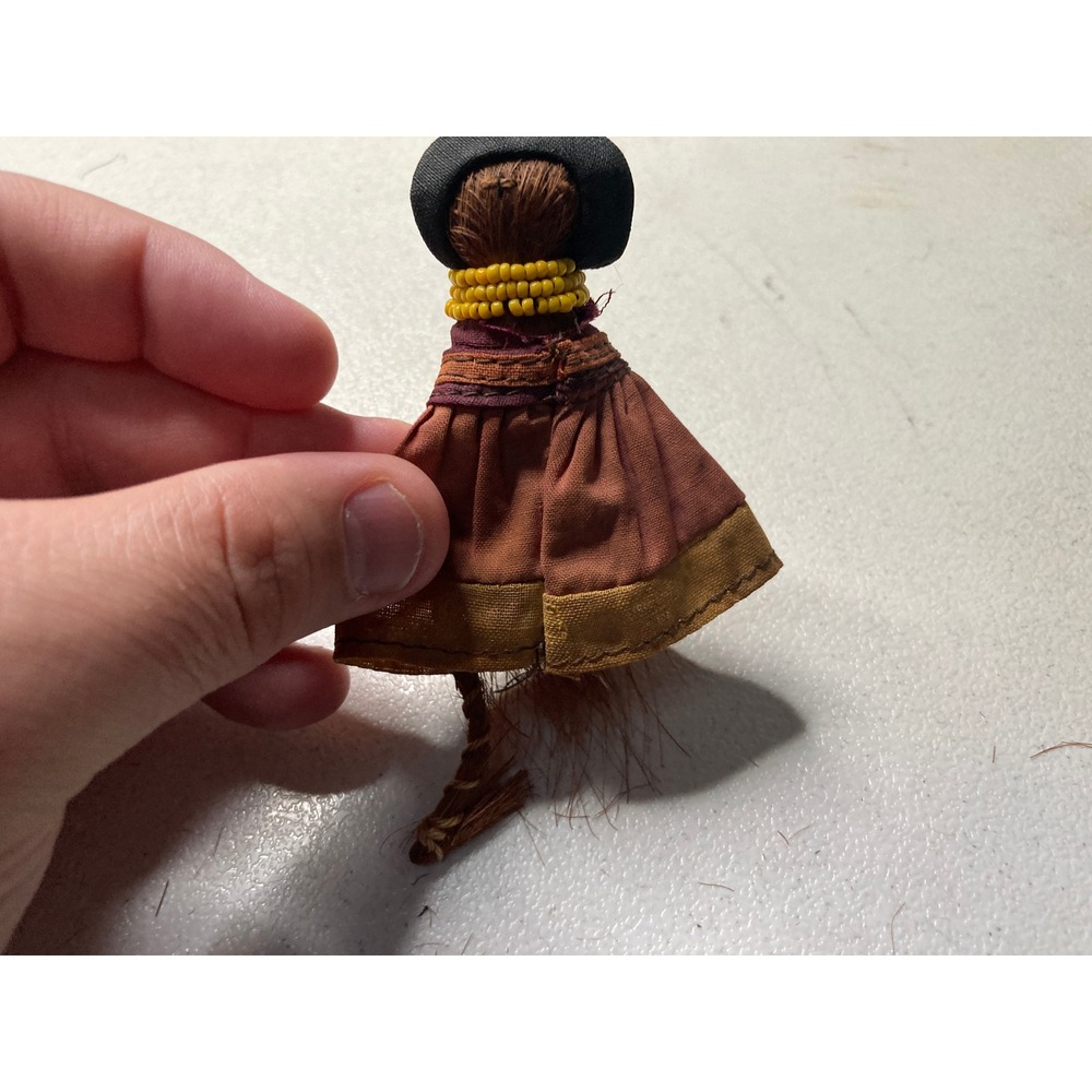 Vintage Handcrafted African Ndebele Beaded Doll Miniature Folk Art Decor